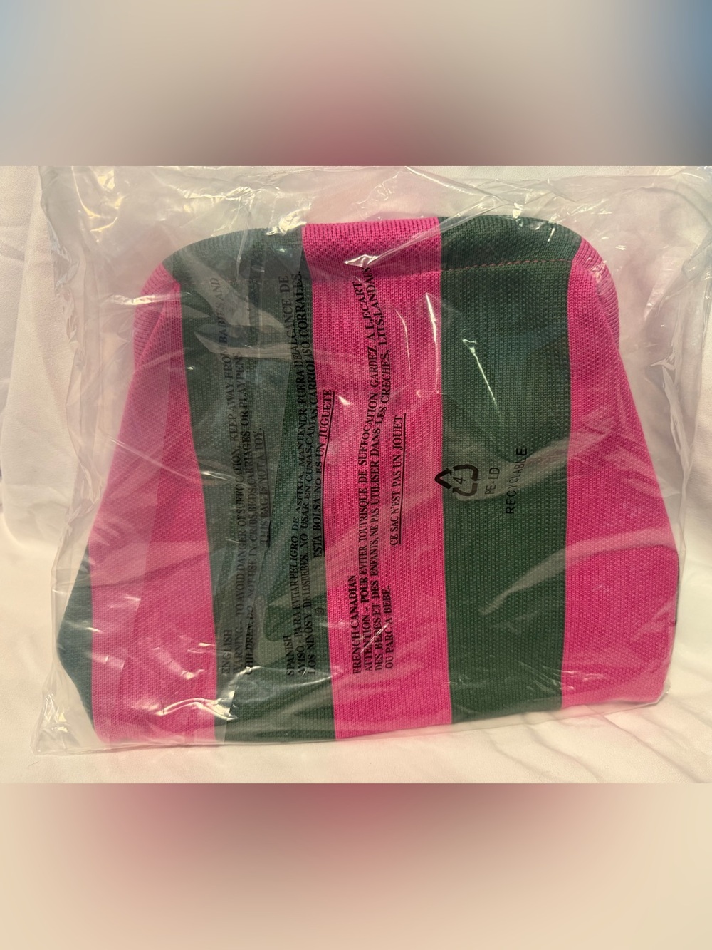 Striped Pink and Dark Green Women’s Clutch Bag